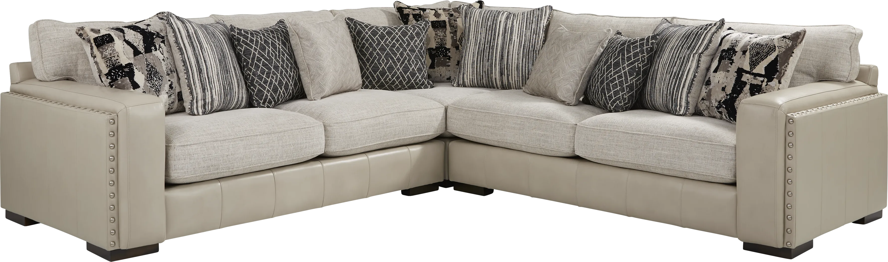 Cindy Crawford Home Broad Street Ivory 3 Pc Sectional - Thumbnail - Image 1