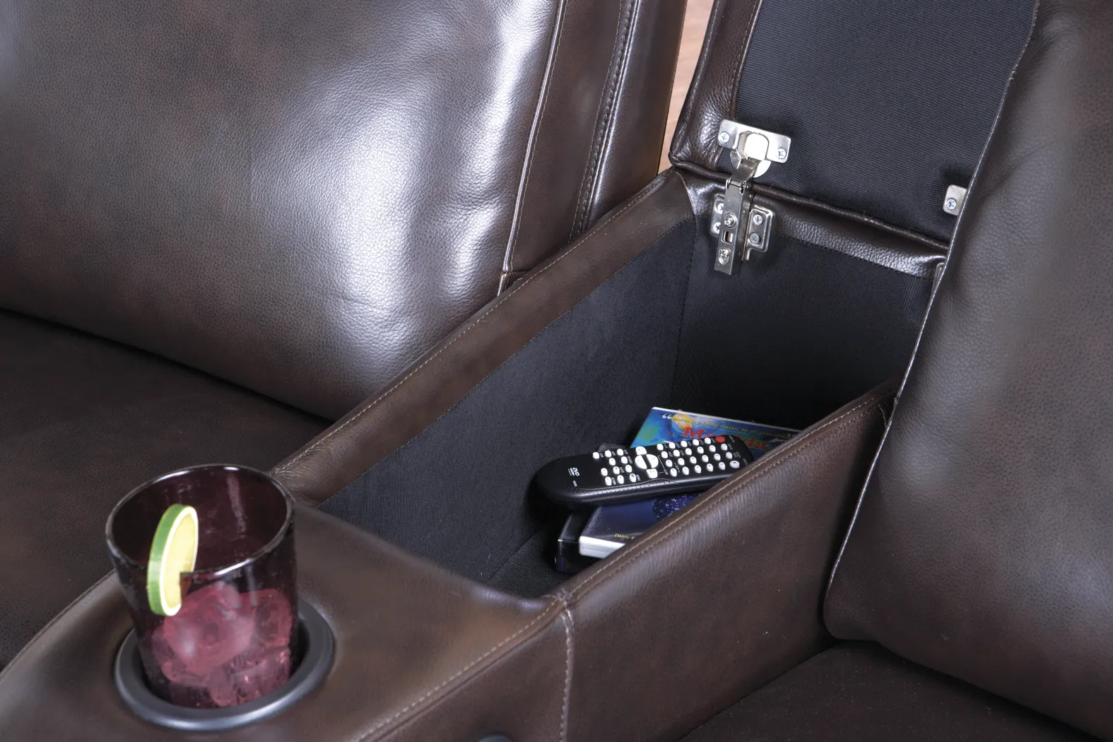Cindy Crawford Home Brogan 4 Pc Leather Reclining Power Sectional - Thumbnail - Image 1