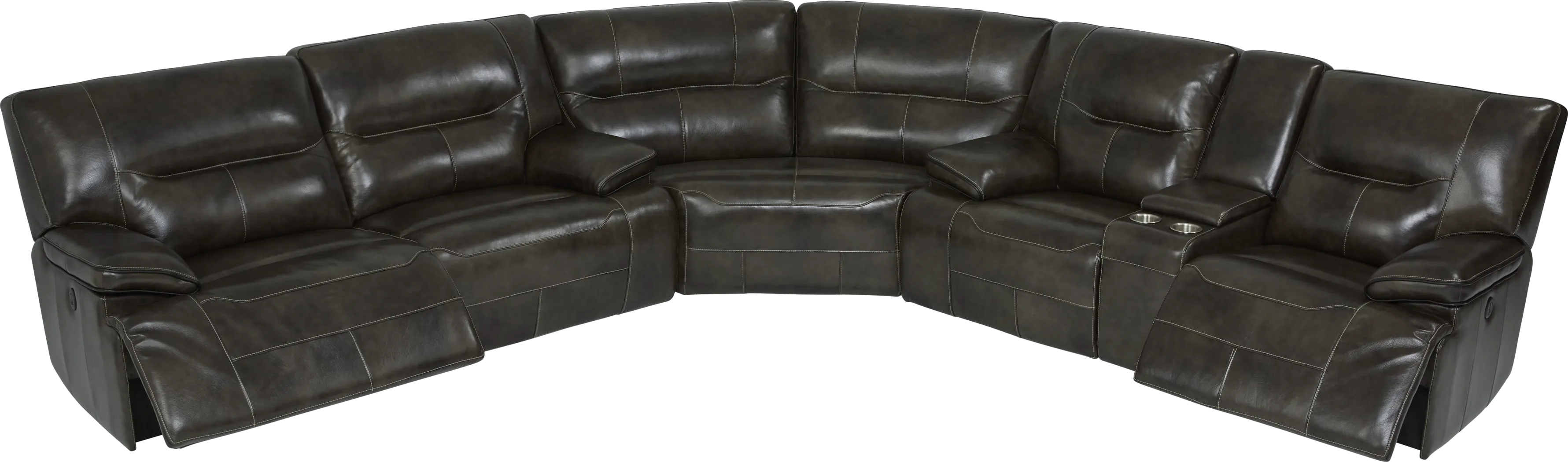 Cindy Crawford Home Caletta Gray 6 Pc Leather Power Reclining Sectional Living Room - Thumbnail - Image 3