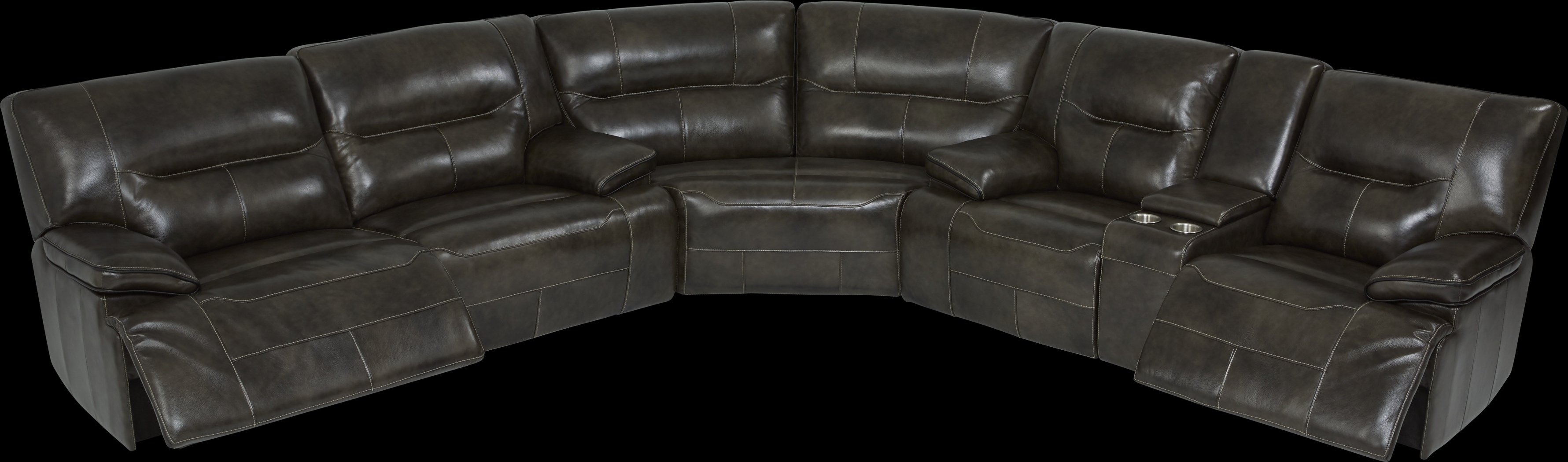 Caletta Gray 3 Pc Leather Reclining Sectional - Thumbnail - Image 3