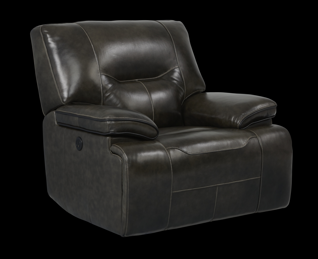 Cindy Crawford Home Caletta Gray Leather Power Recliner - Thumbnail - Image 2