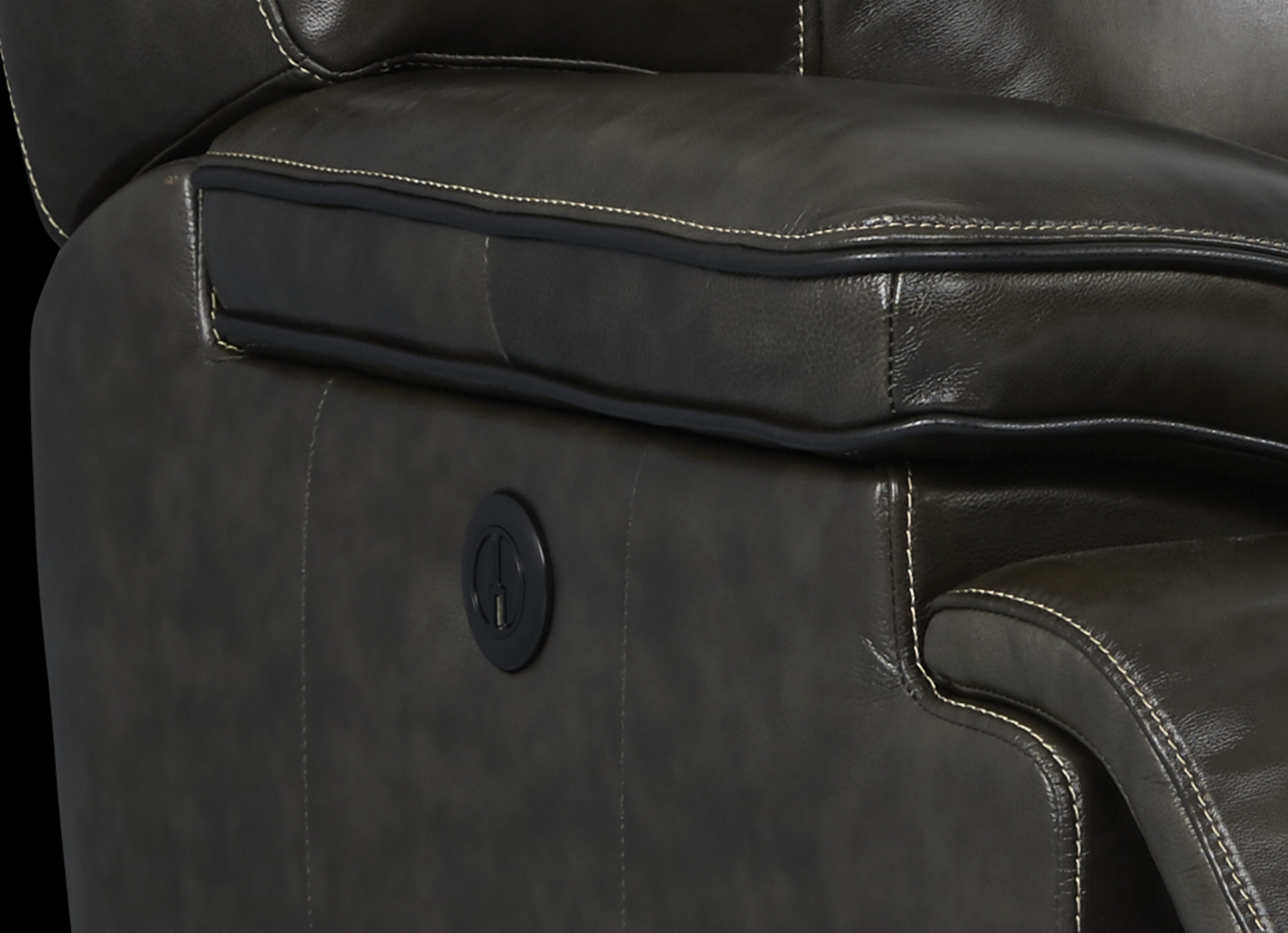 Cindy Crawford Home Caletta Gray Leather Power Recliner - Thumbnail - Image 3