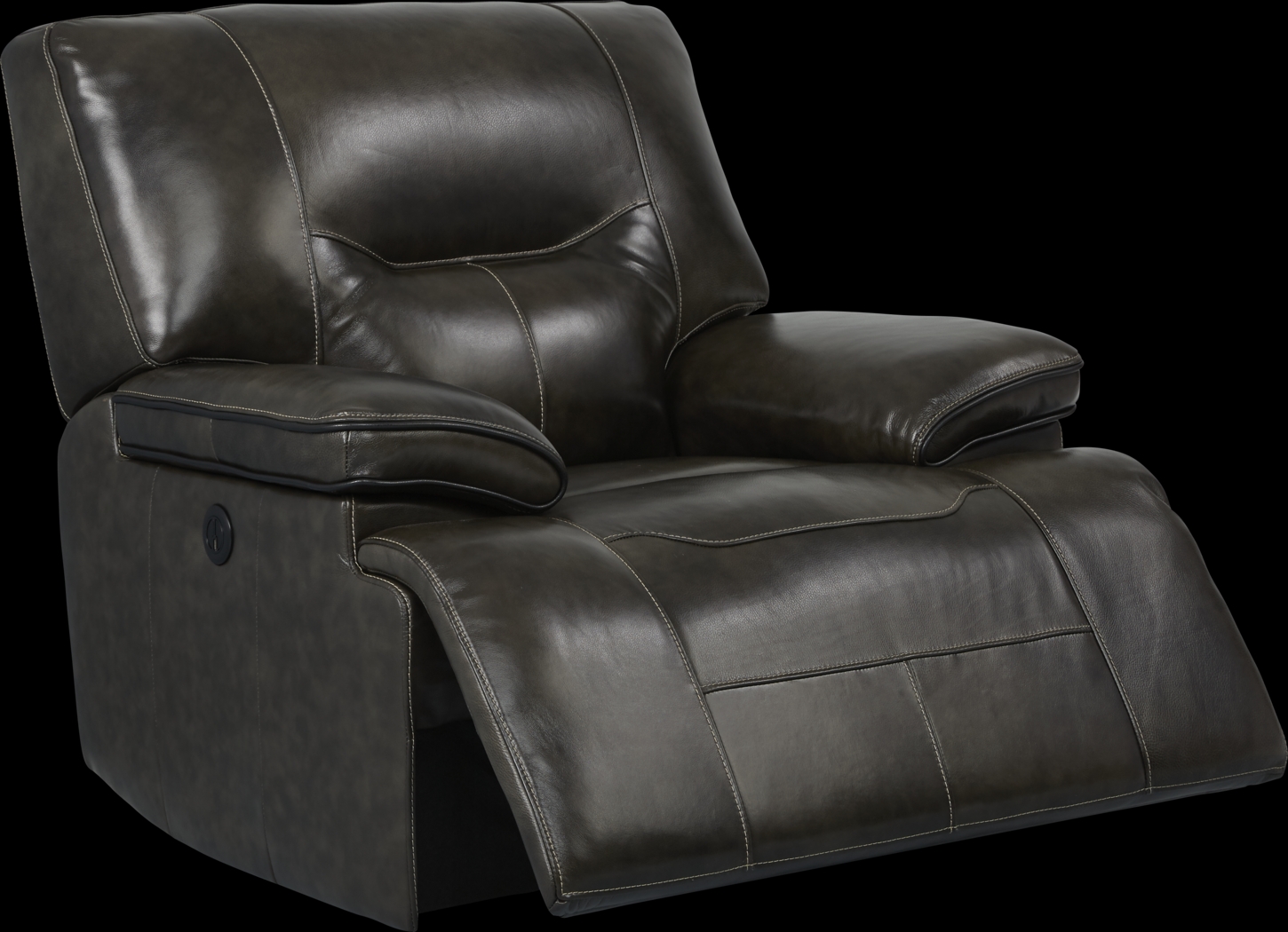 Cindy Crawford Home Caletta Gray Leather Power Recliner - Thumbnail - Image 1