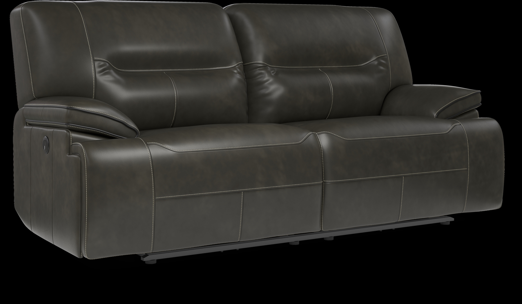 Cindy Crawford Home Caletta Gray Leather Power Reclining Sofa - Thumbnail - Image 2
