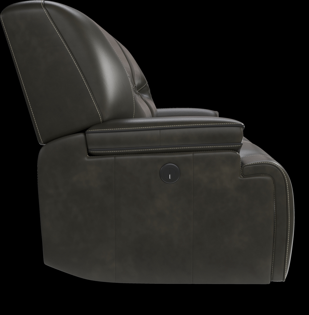 Cindy Crawford Home Caletta Gray Leather Power Reclining Sofa - Thumbnail - Image 3