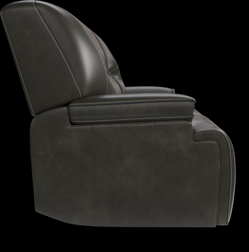 Cindy Crawford Home Caletta Gray Leather Reclining Sofa - Thumbnail - Image 3