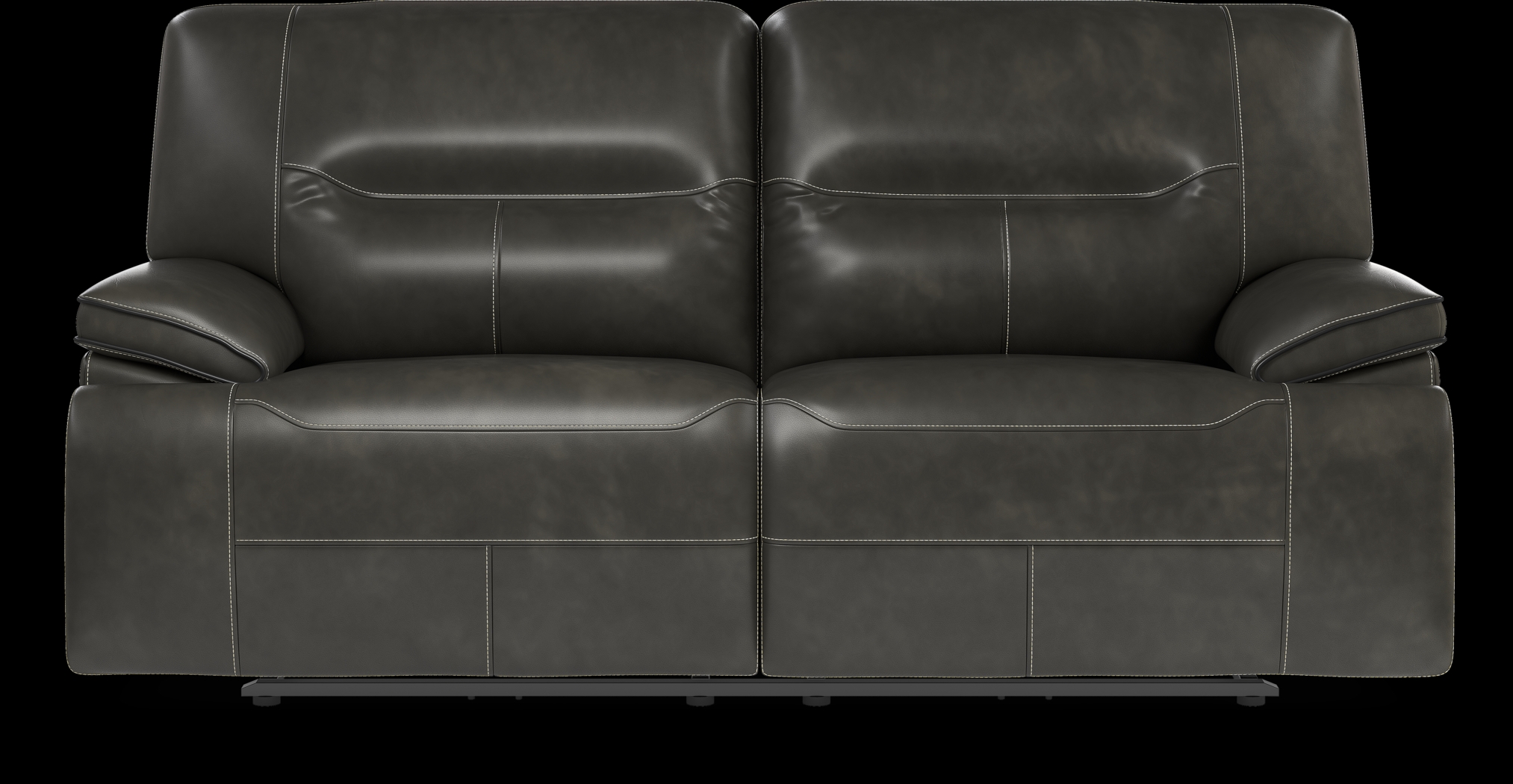 Cindy Crawford Home Caletta Gray Leather Reclining Sofa - Thumbnail - Image 1