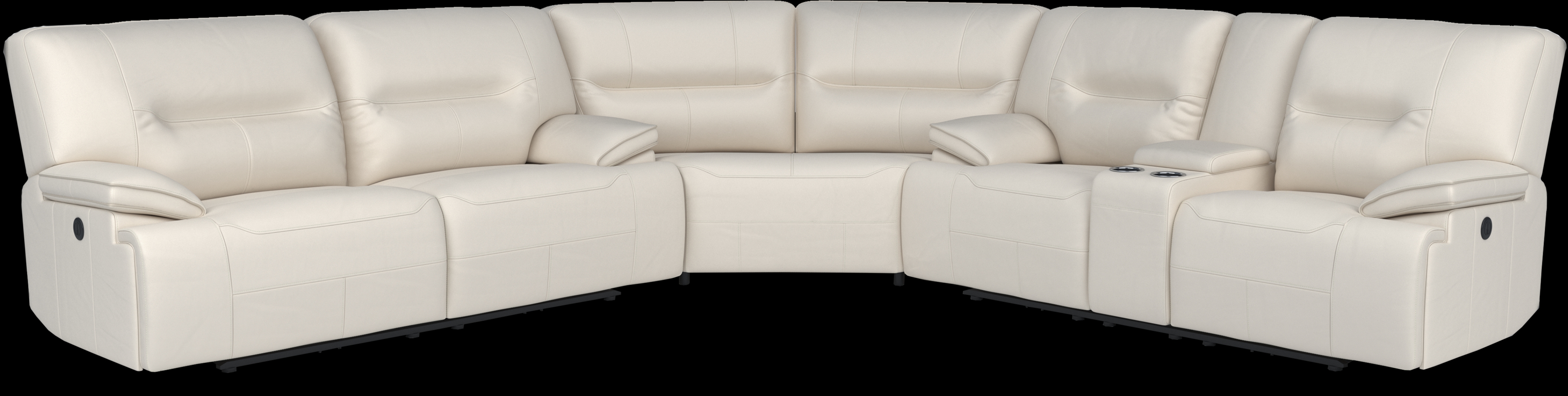 Cindy Crawford Home Caletta Off-White 3 Pc Leather Power Reclining Sectional - Thumbnail - Image 1