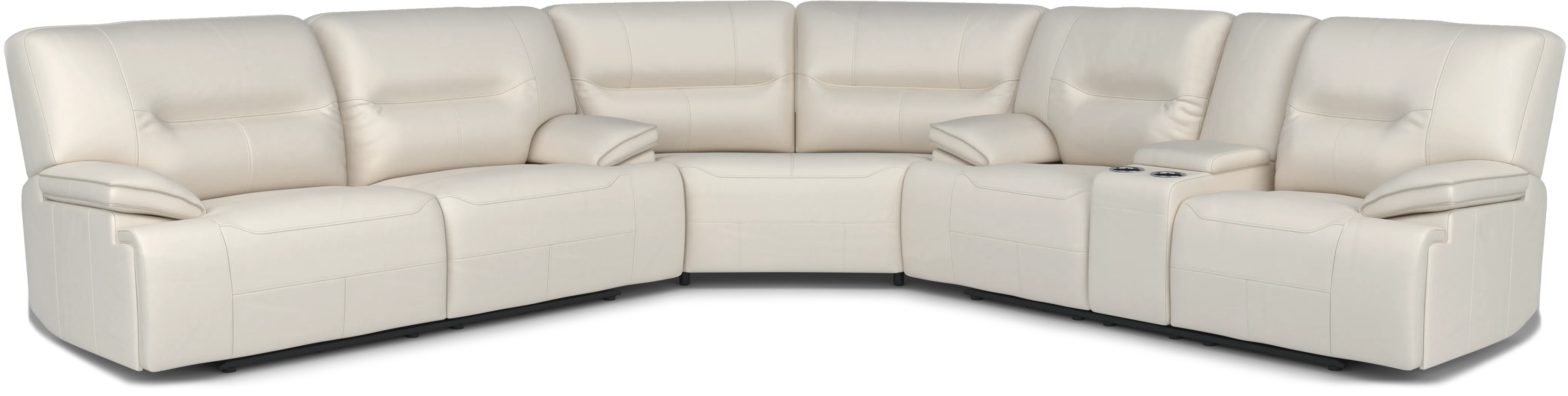 Cindy Crawford Home Caletta Off-White 3 Pc Leather Reclining Sectional - Thumbnail - Image 1