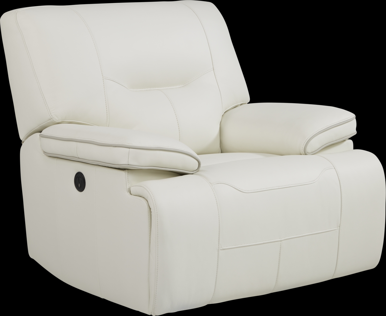 Cindy Crawford Home Caletta Off-White Leather Power Recliner - Thumbnail - Image 2