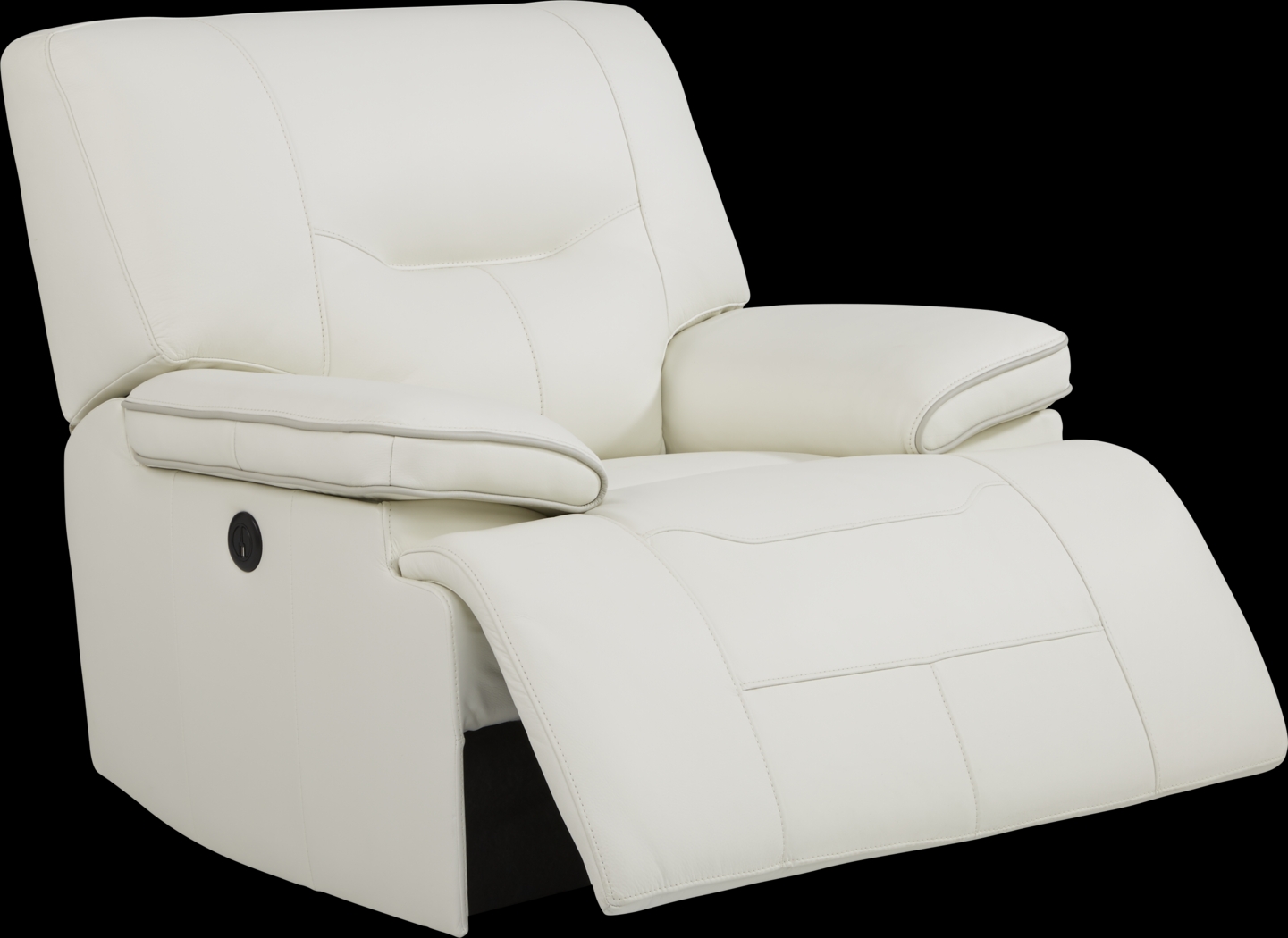 Cindy Crawford Home Caletta Off-White Leather Power Recliner - Thumbnail - Image 1