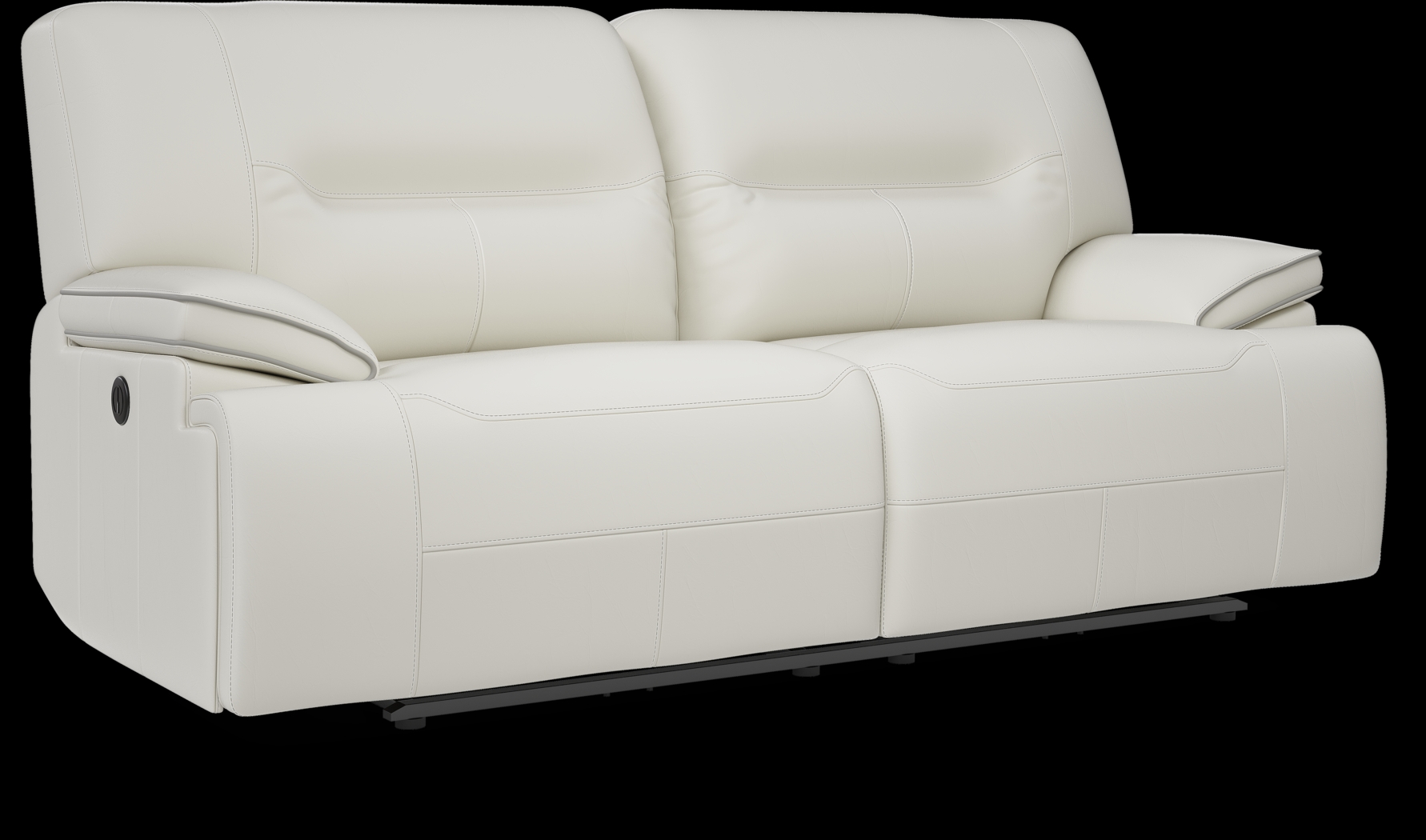 Cindy Crawford Home Caletta Off-White Leather Power Reclining Sofa - Thumbnail - Image 2