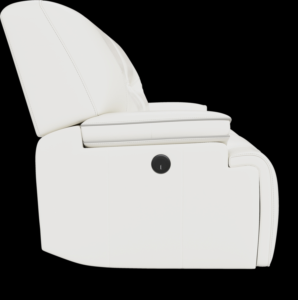 Cindy Crawford Home Caletta Off-White Leather Power Reclining Sofa - Thumbnail - Image 3