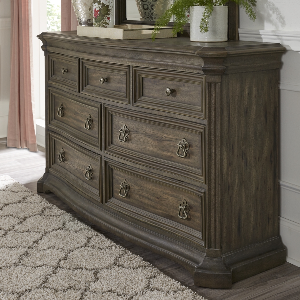 Cindy Crawford Calle Vista 5 Pc Brown Dark Wood King Bedroom Set