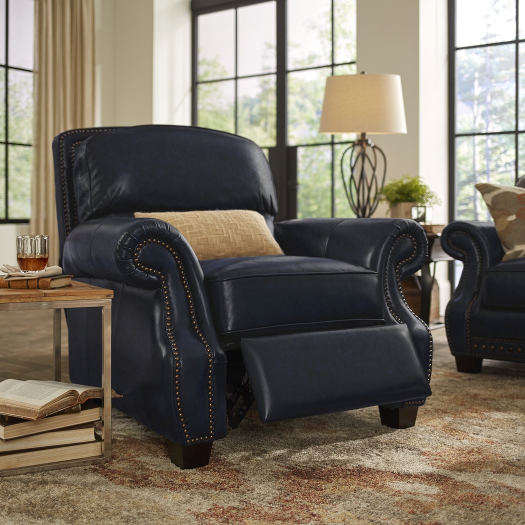 Calvano Blue Leather 8 Pc Living Room - Thumbnail - Image 10
