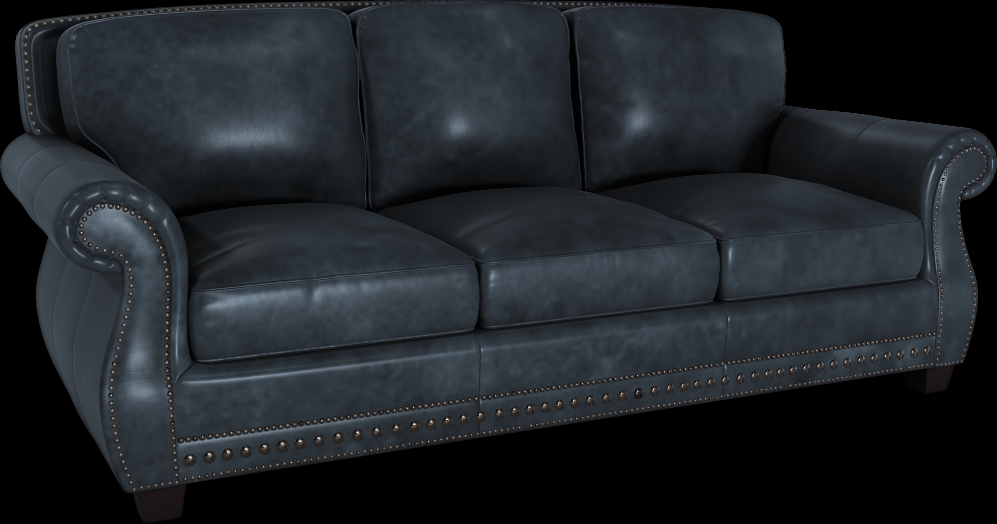 Calvano Blue Leather 7 Pc Living Room - Thumbnail - Image 3