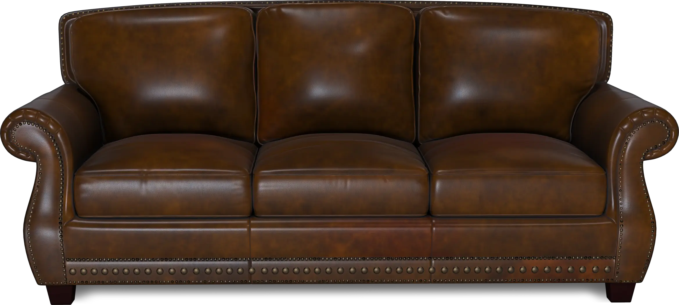 Cindy Crawford Home Calvano Brown Leather Gel Foam Sleeper - Thumbnail - Image 1