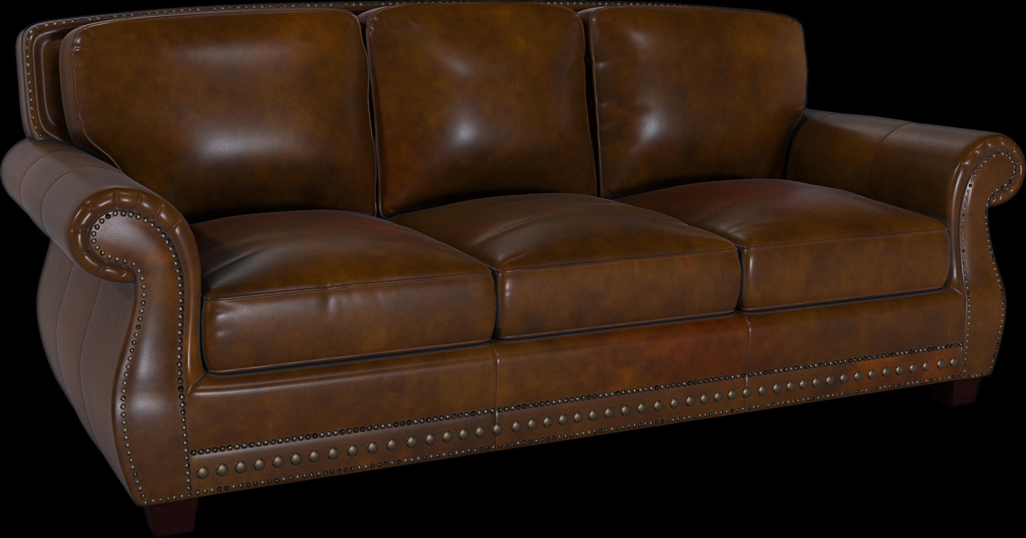 Calvano Brown Leather 7 Pc Living Room with Sleeper Sofa - Thumbnail - Image 3