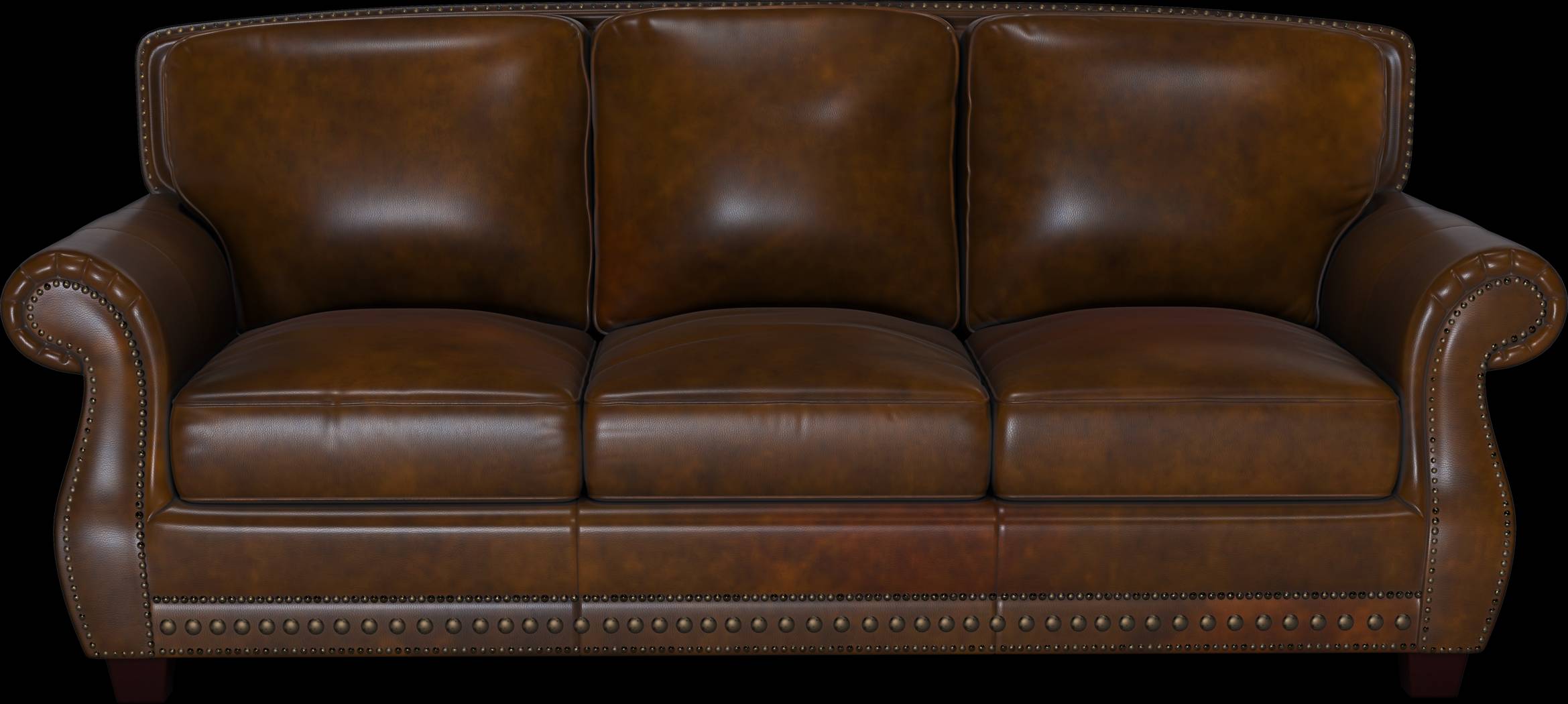 Calvano Brown Leather 7 Pc Living Room with Sleeper Sofa - Thumbnail - Image 2