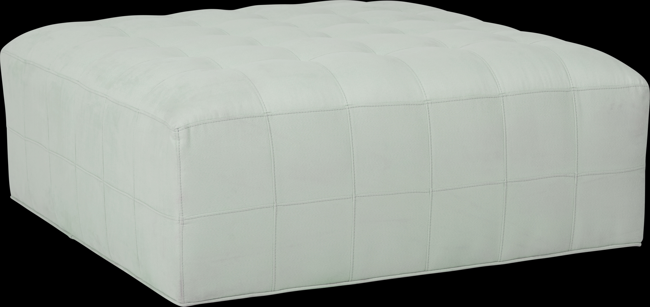 Cindy Crawford Home Calvin Heights Aqua Microfiber Cocktail Ottoman - Thumbnail - Image 1