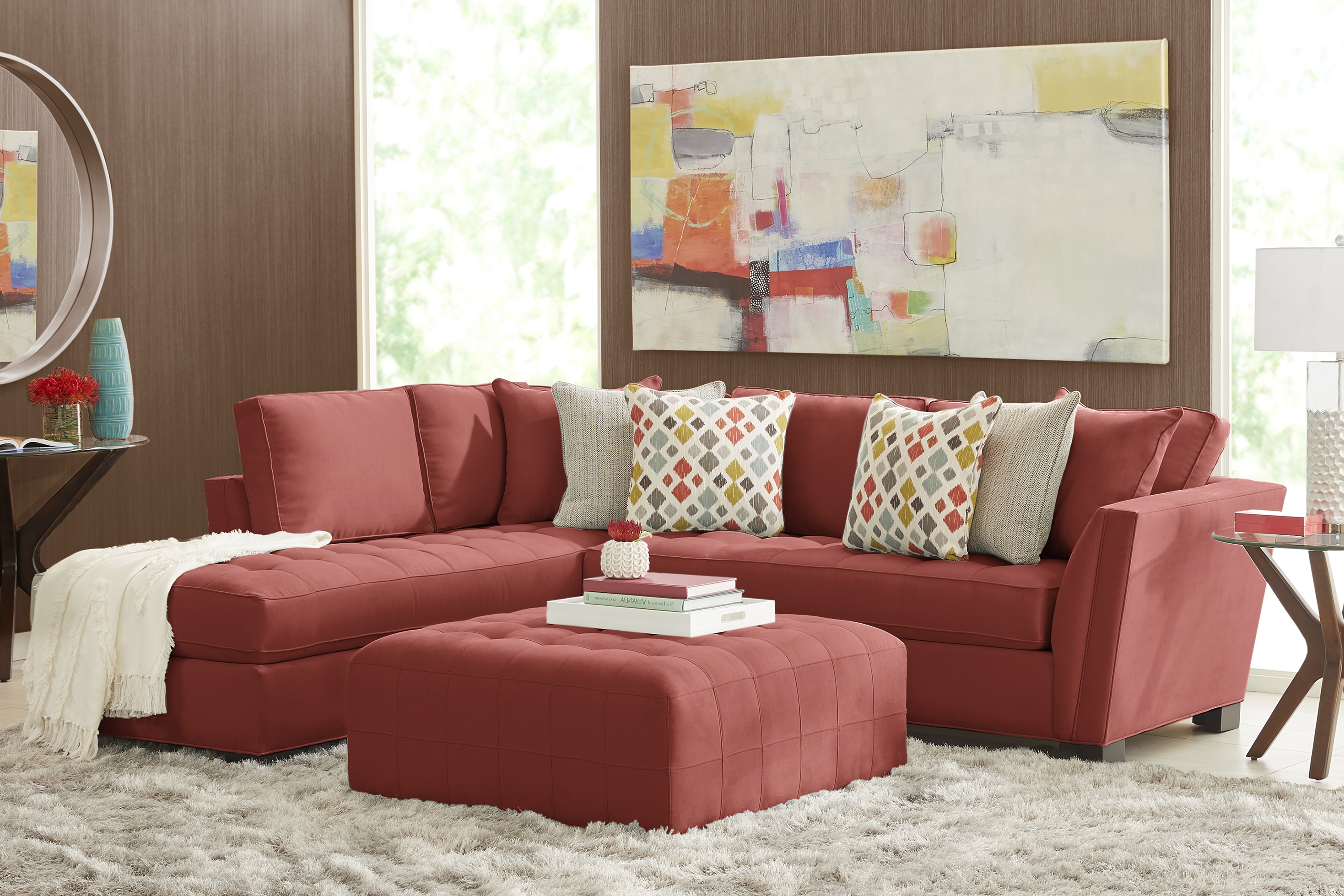 Cindy Crawford Home Calvin Heights Brick Microfiber 2 Pc Sectional - Thumbnail - Image 2