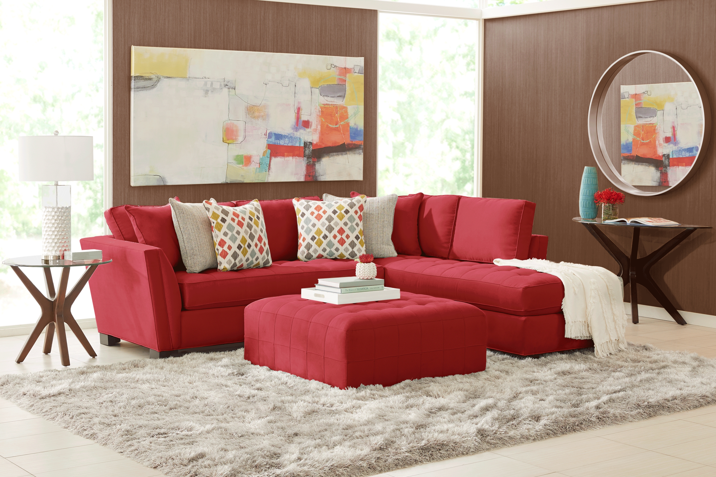 Cindy Crawford Home Calvin Heights Cardinal Microfiber 2 Pc Sectional - Thumbnail - Image 2