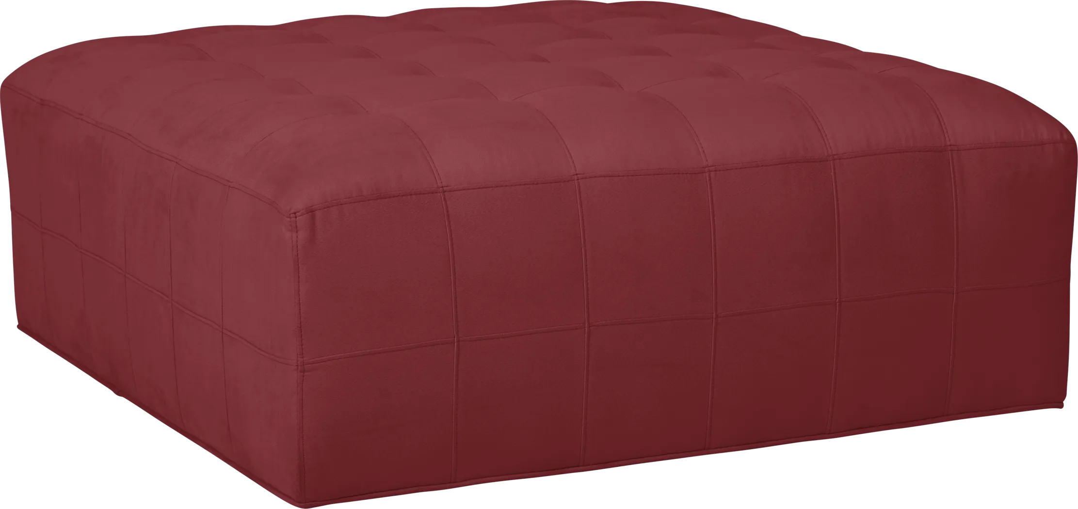 Cindy Crawford Home Calvin Heights Cardinal Microfiber Cocktail Ottoman - Thumbnail - Image 1