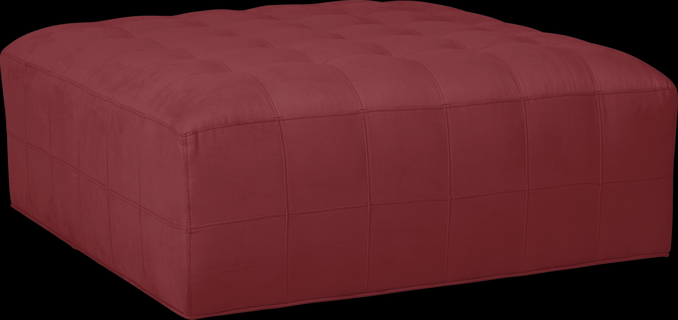 Cindy Crawford Home Calvin Heights Cardinal Microfiber Cocktail Ottoman - Thumbnail - Image 1
