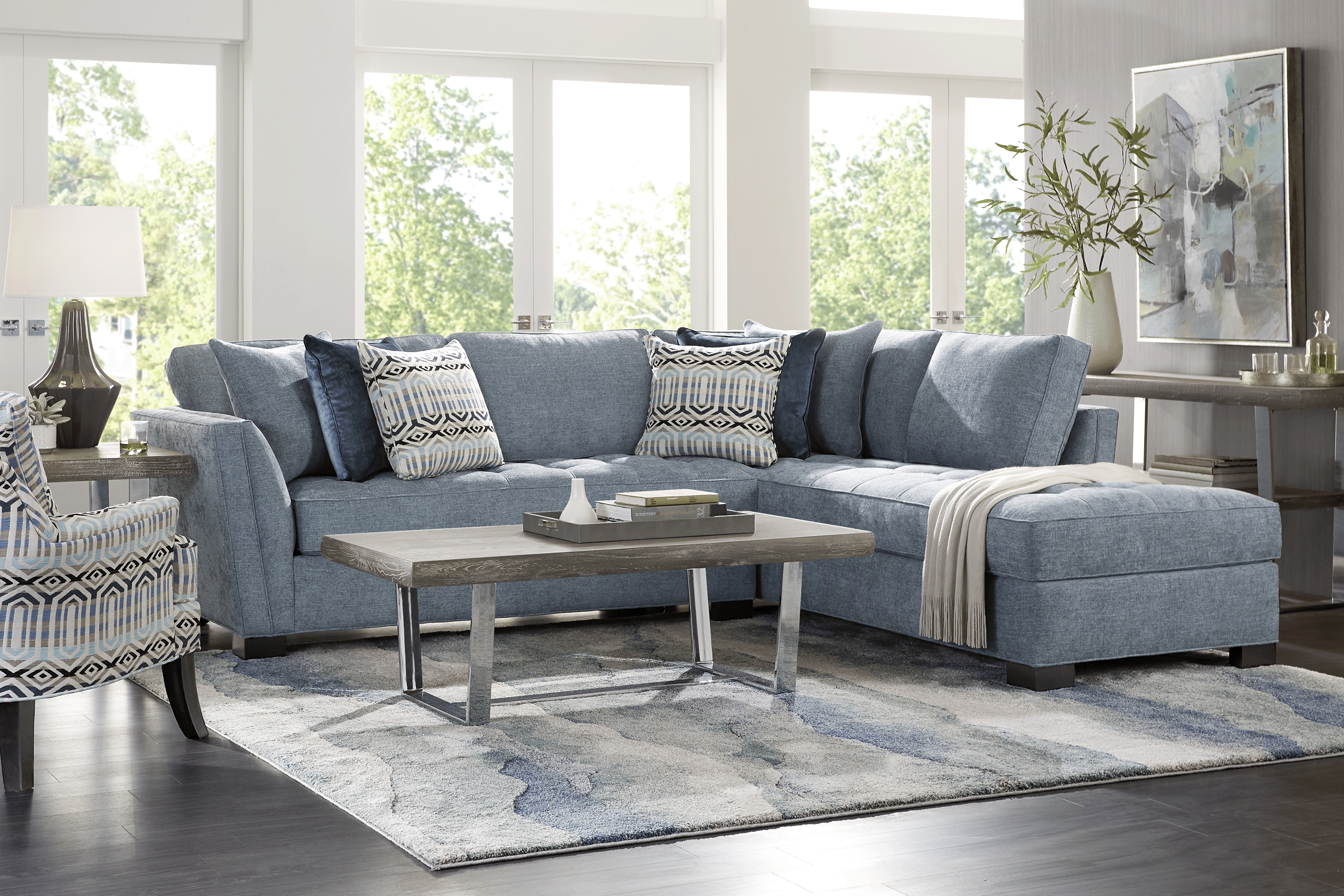 Calvin Heights Chambray Textured 2 Pc Sectional - Thumbnail - Image 2