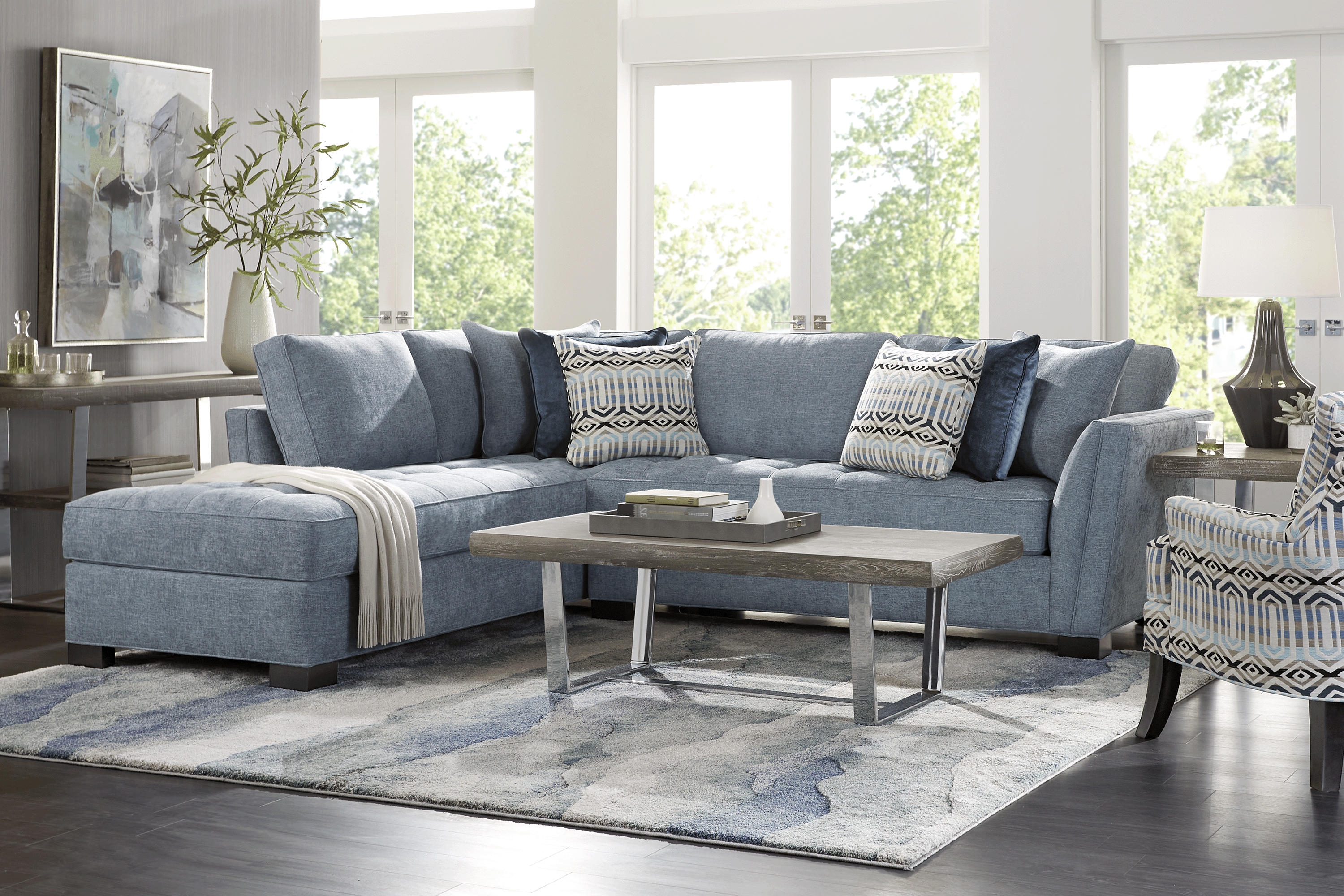Calvin Heights Chambray Textured 2 Pc Sectional - Thumbnail - Image 2