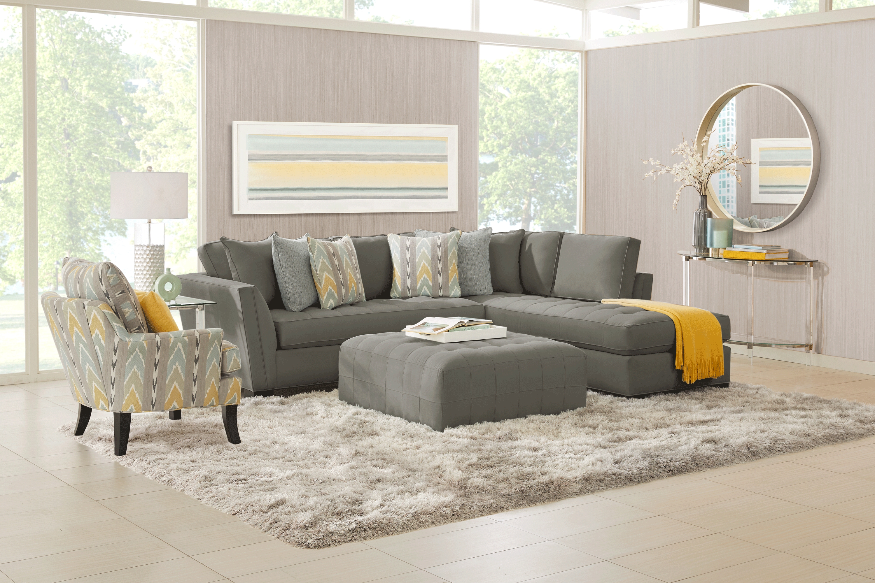 Calvin Heights Cobblestone Textured 2 Pc XL Sectional - Thumbnail - Image 2