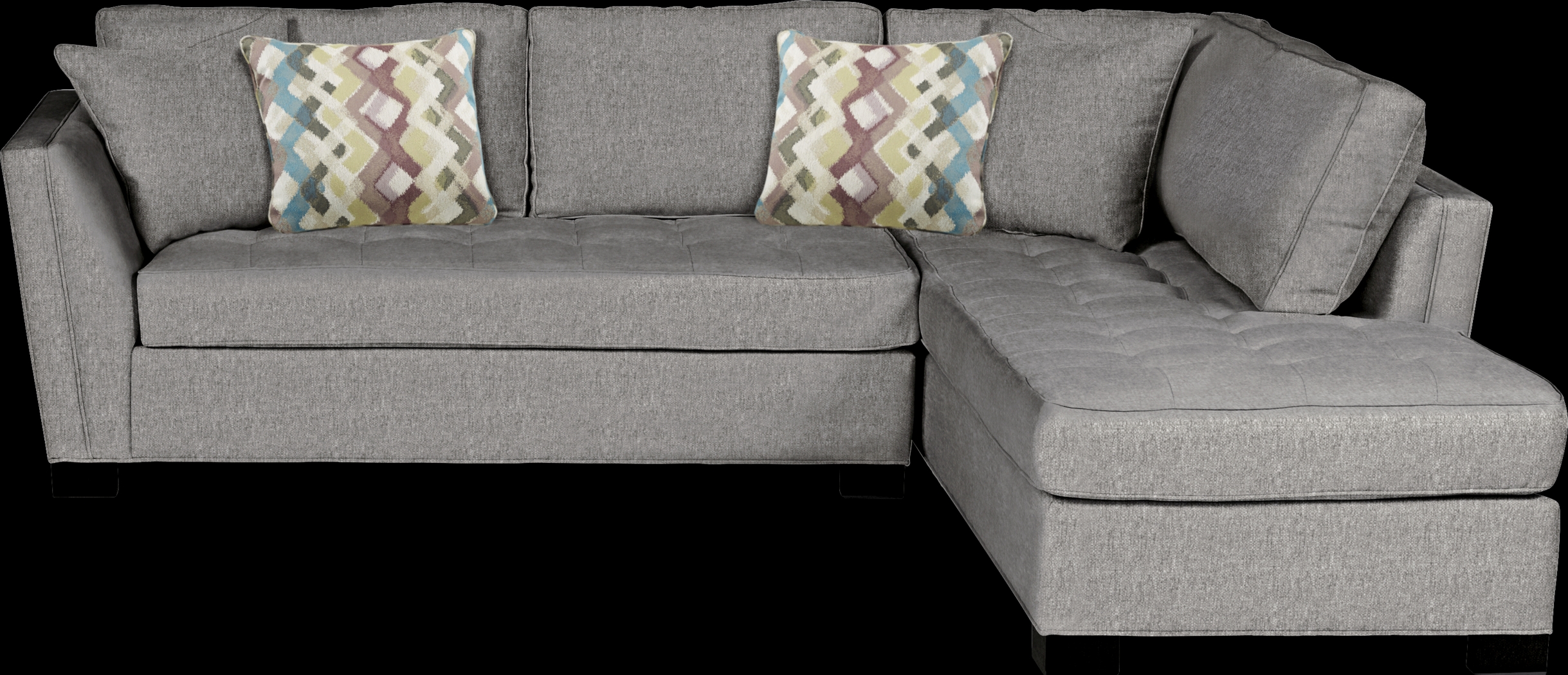 Cindy Crawford Home Calvin Heights Gray Textured 2 Pc Sectional - Thumbnail - Image 1