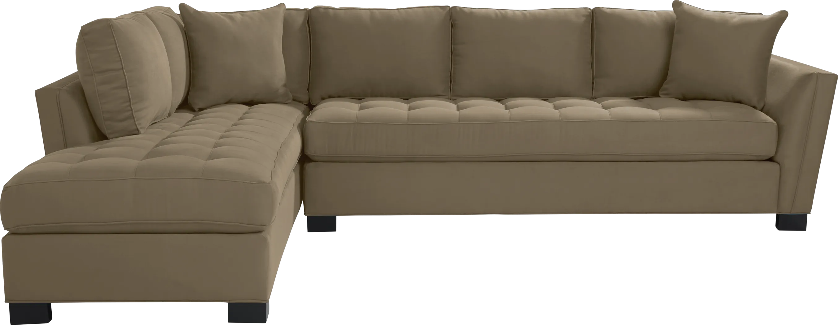 Cindy Crawford Home Calvin Heights Khaki Microfiber 2 Pc XL Sectional - Thumbnail - Image 1