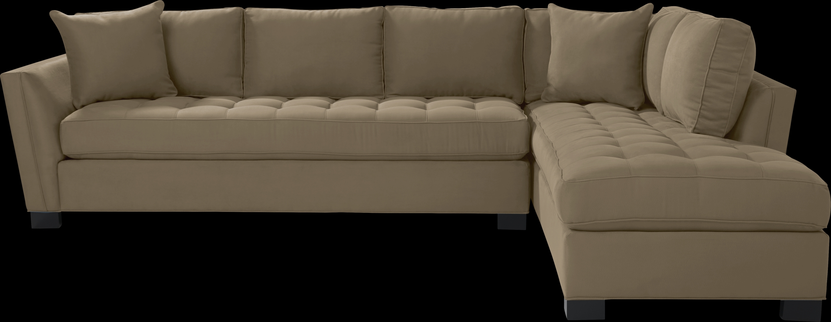 Cindy Crawford Home Calvin Heights Khaki Microfiber 2 Pc XL Sectional - Thumbnail - Image 1