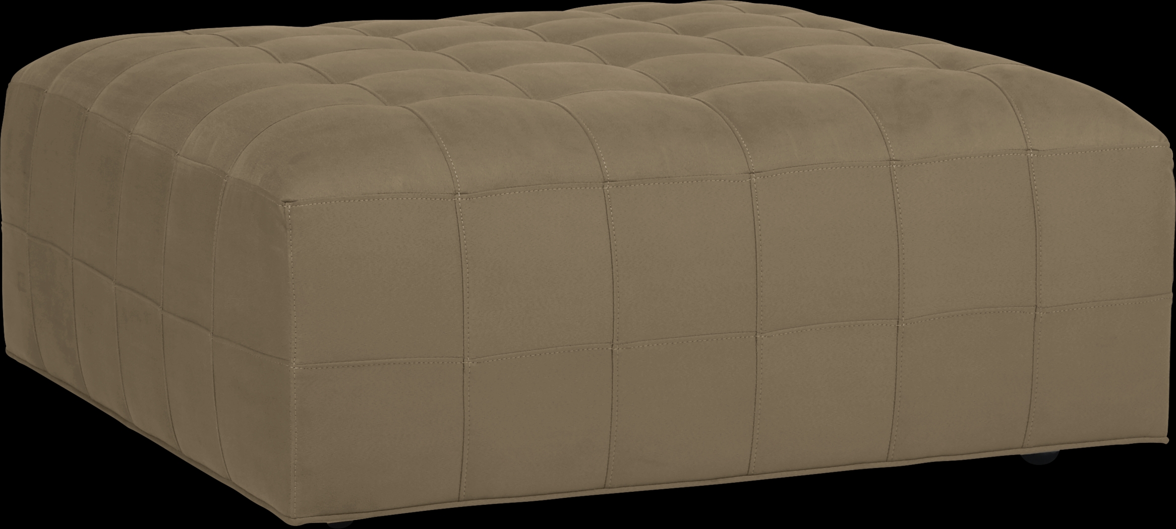 Cindy Crawford Home Calvin Heights Khaki Microfiber Cocktail Ottoman - Thumbnail - Image 1