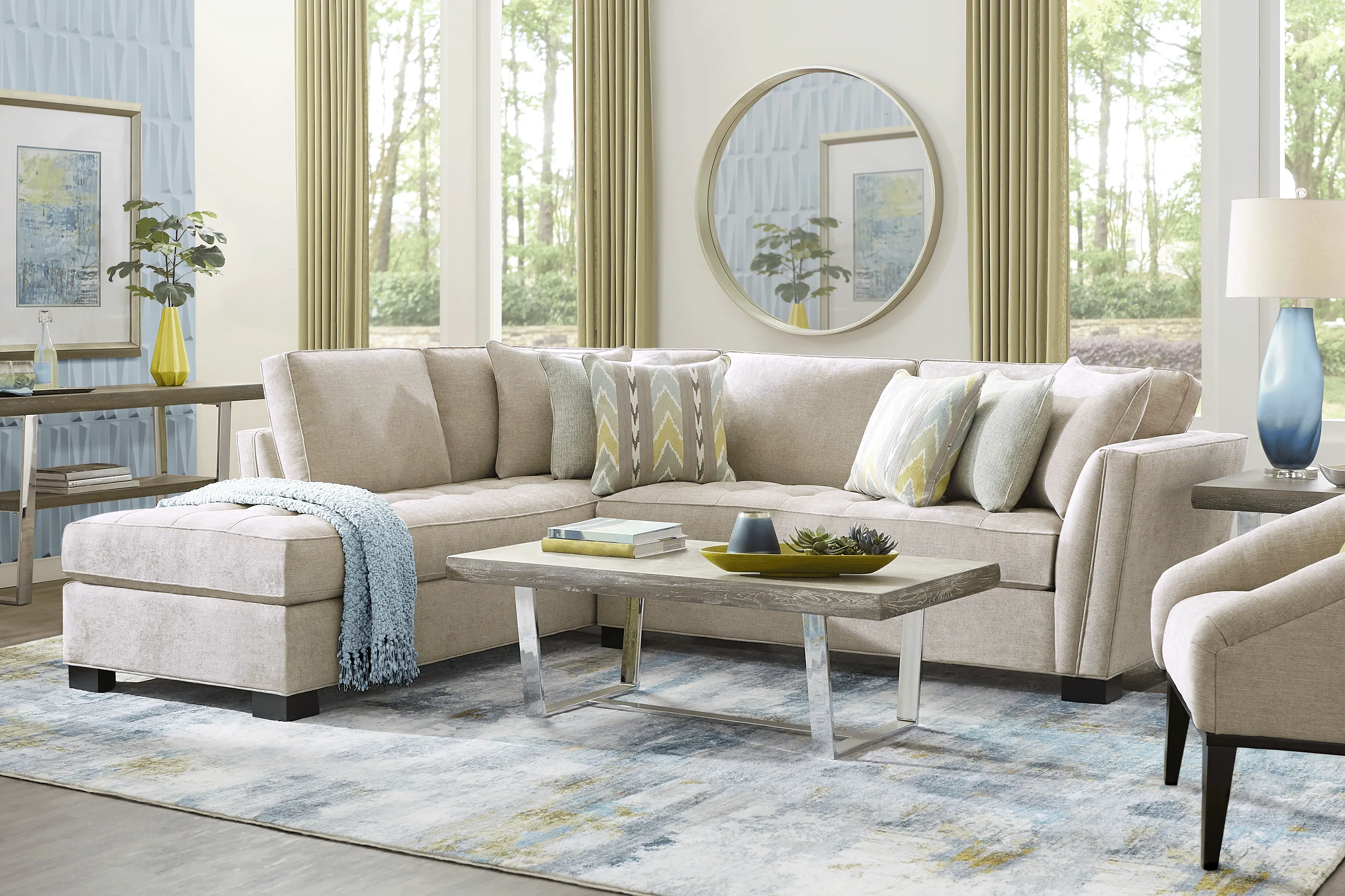 Calvin Heights Mushroom Textured 2 Pc Sectional - Thumbnail - Image 2