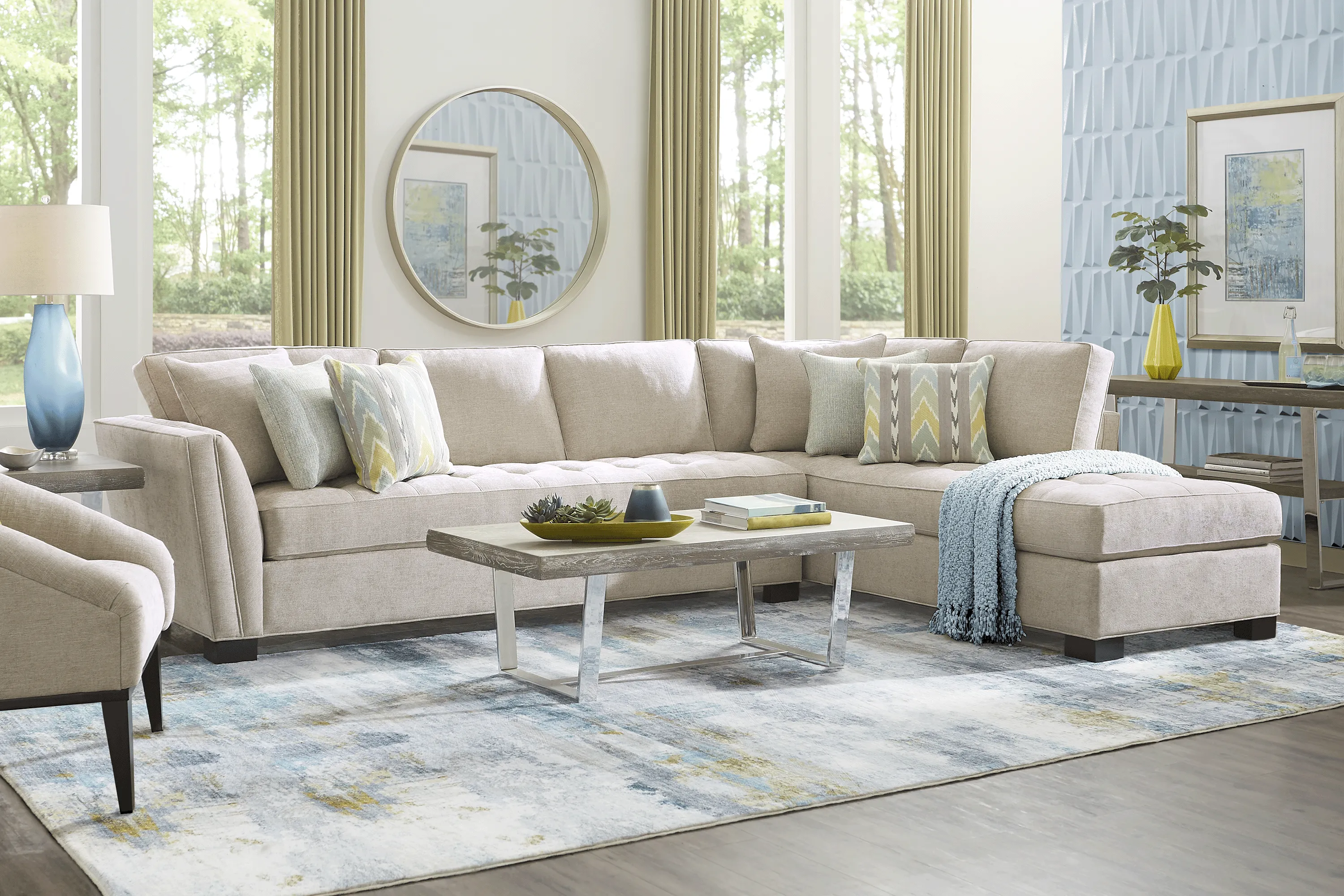 Calvin Heights Mushroom Textured 2 Pc XL Sectional - Thumbnail - Image 2