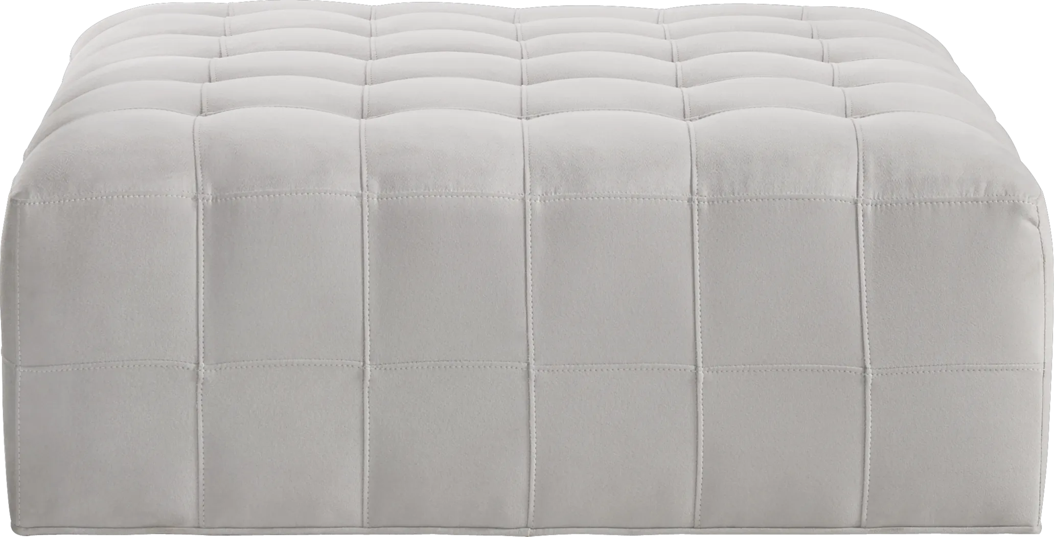 Cindy Crawford Home Calvin Heights Platinum Microfiber Cocktail Ottoman - Thumbnail - Image 1