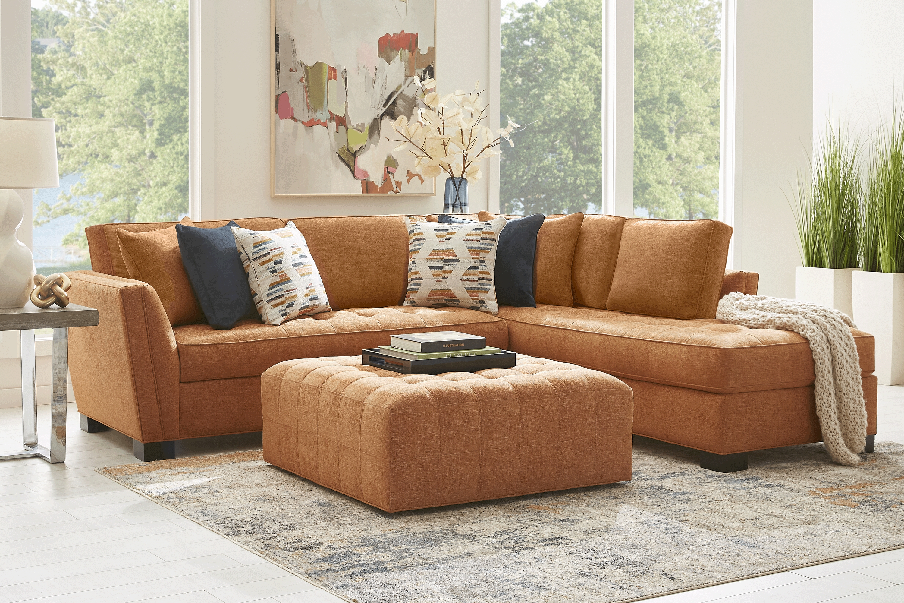 Calvin Heights Russet Textured 2 Pc Sectional - Thumbnail - Image 2