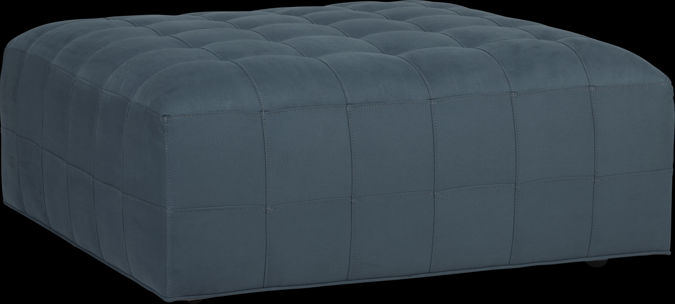 Calvin Heights Sapphire Microfiber Cocktail Ottoman - Thumbnail - Image 1