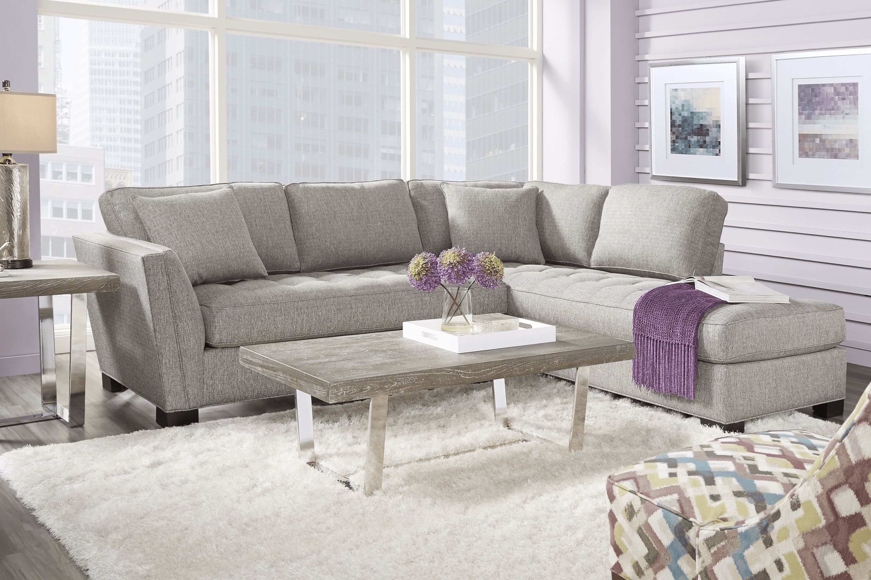 Calvin Heights Smoke Textured 2 Pc Sectional - Thumbnail - Image 2
