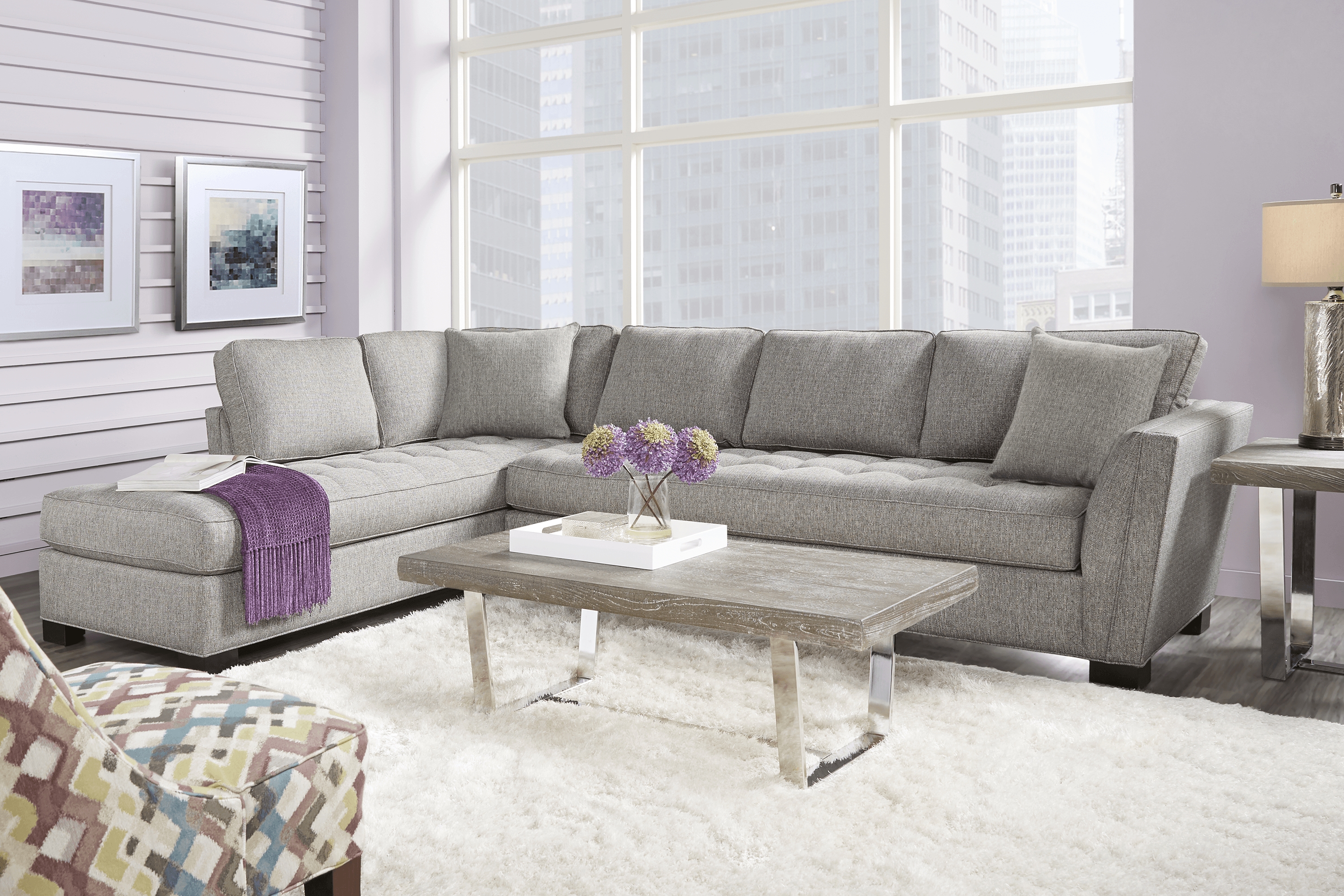 Calvin Heights Smoke Textured 2 Pc XL Sectional - Thumbnail - Image 2