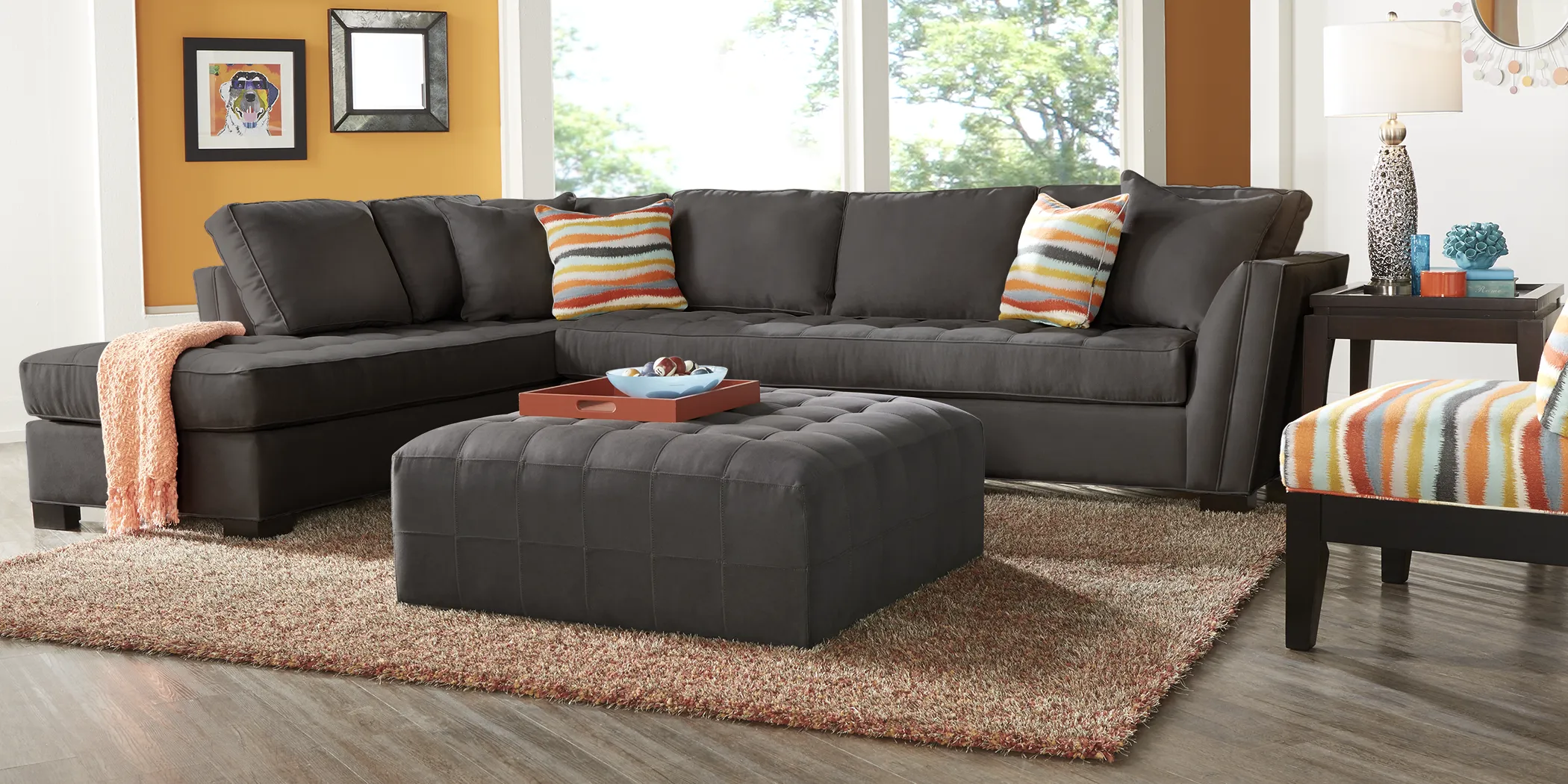 Cindy Crawford Home Calvin Heights XL Slate 3 Pc Sectional Living Room - Thumbnail - Image 1