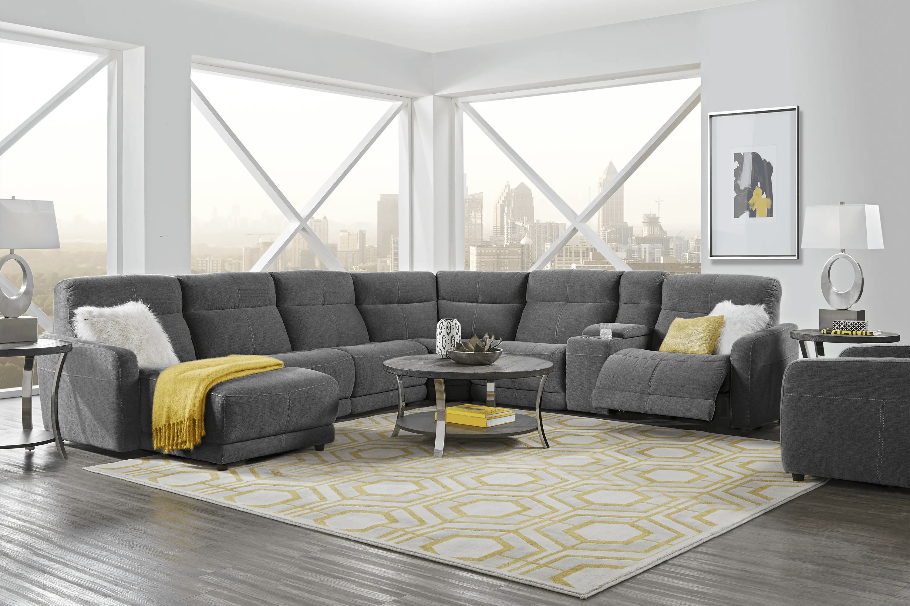 Cindy Crawford Home Camden Court Gray 10 Pc Power Reclining Sectional Living Room - Thumbnail - Image 1