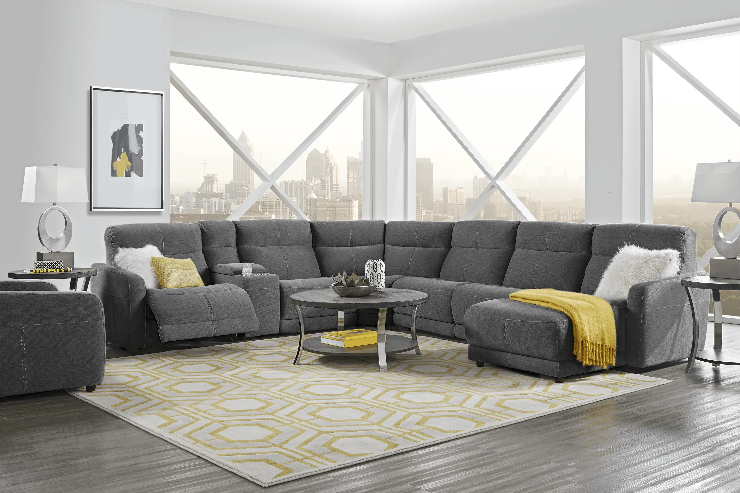 Cindy Crawford Home Camden Court Gray 7 Pc Power Reclining Sectional - Thumbnail - Image 2