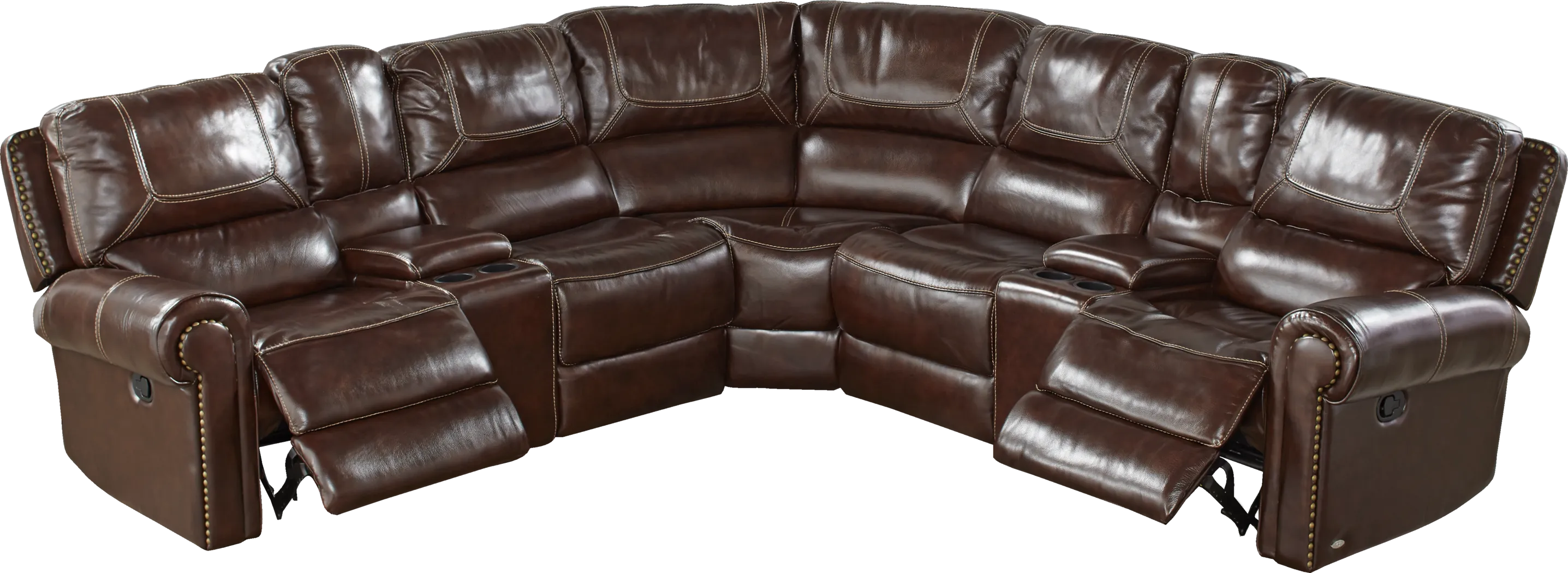 Cindy Crawford Home Campania Brown Leather 7 Pc Reclining Sectional - Thumbnail - Image 2