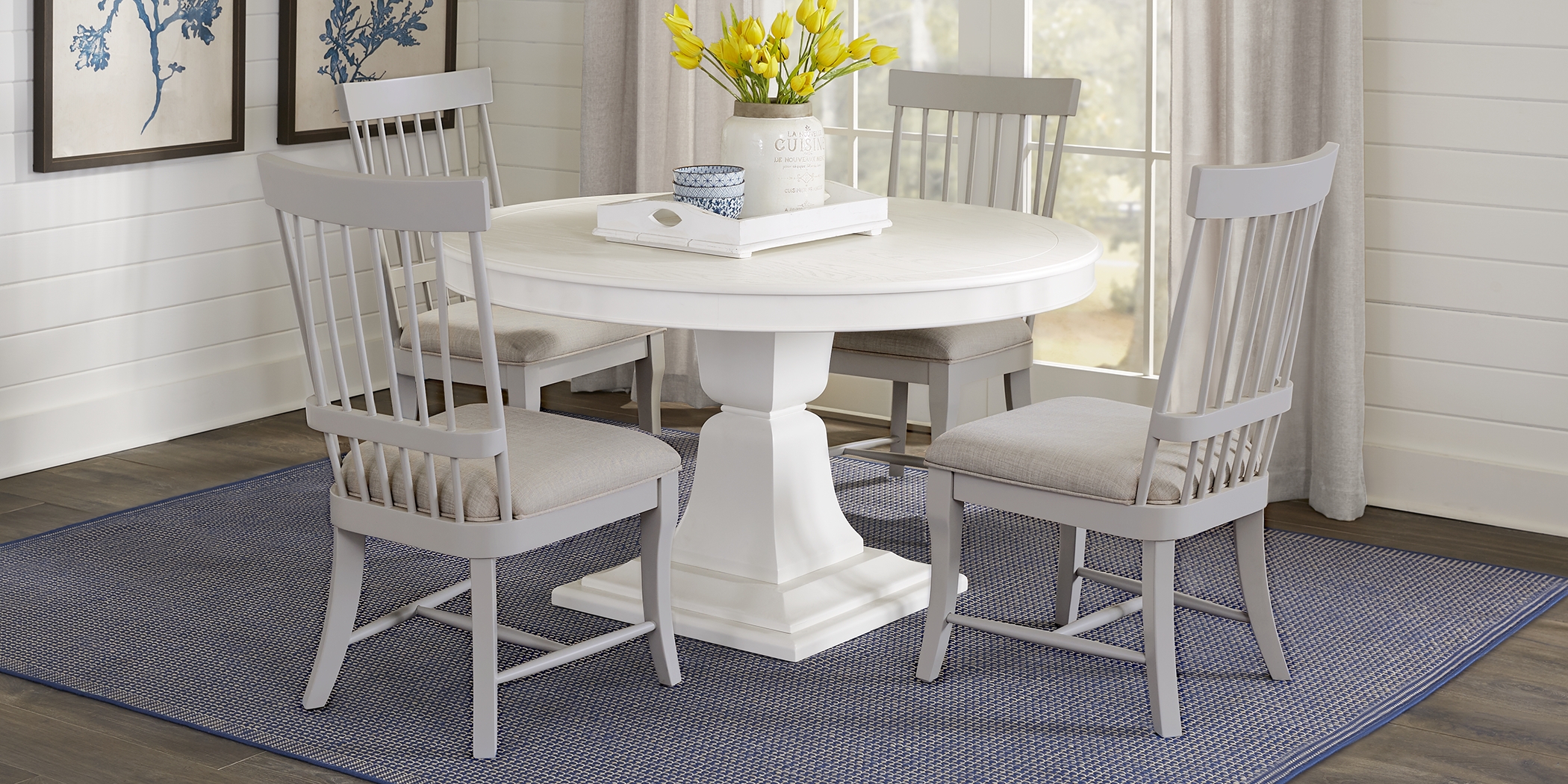 Cindy Crawford Home Cape Cottage White 5 Pc Dining Set with Gray Chairs - Thumbnail - Image 2