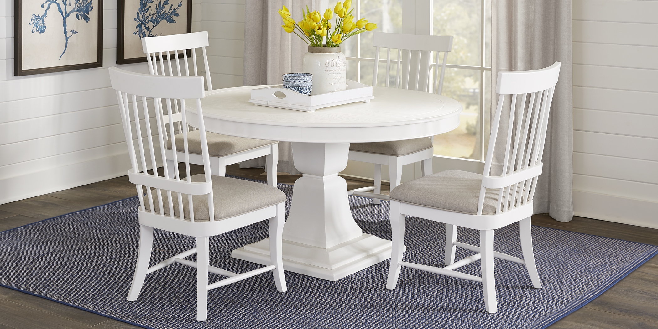 Cindy Crawford Home Cape Cottage White 5 Pc Dining Set with White Chairs - Thumbnail - Image 2