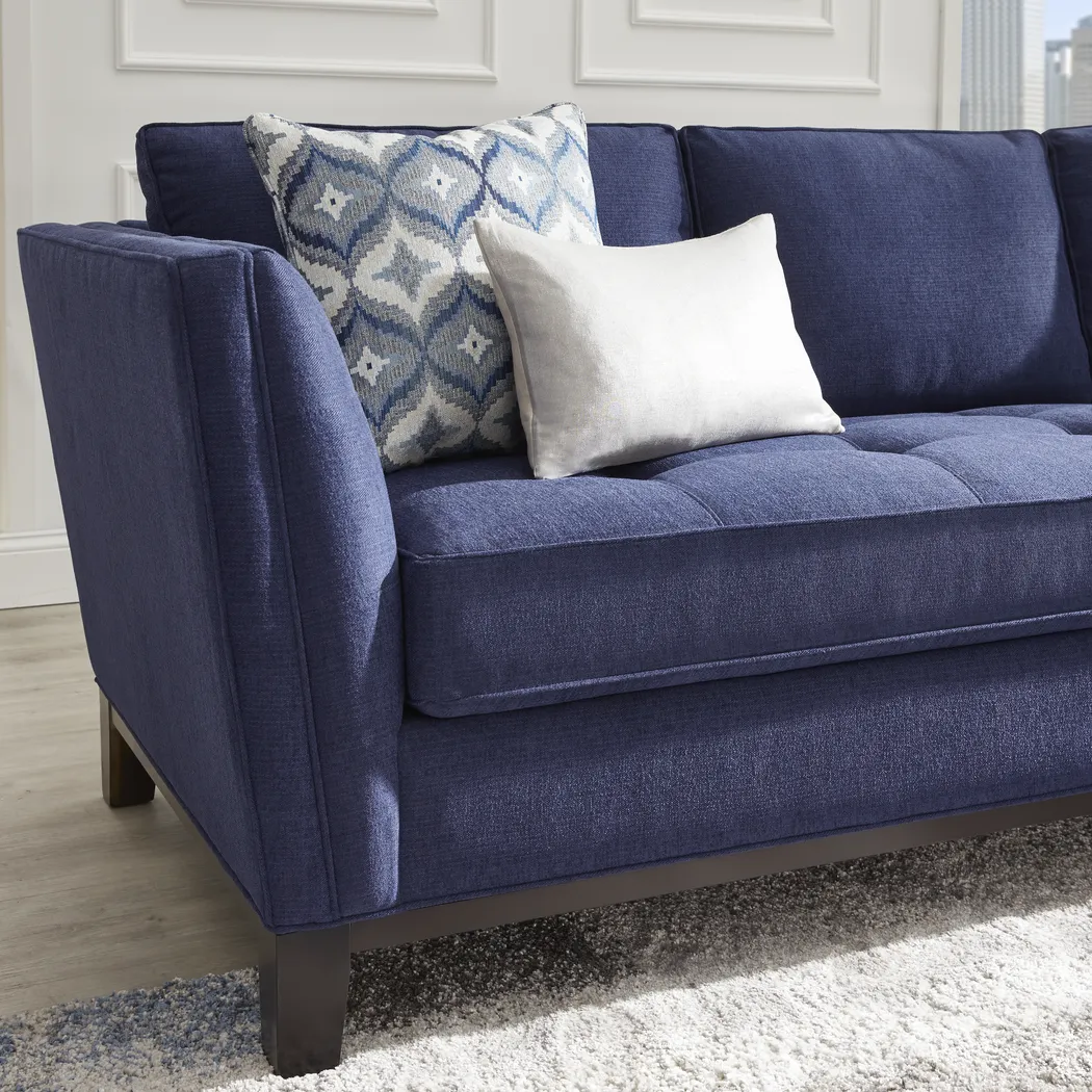 Cindy Crawford Home Central Boulevard Cobalt Textured Sofa - Thumbnail - Image 3