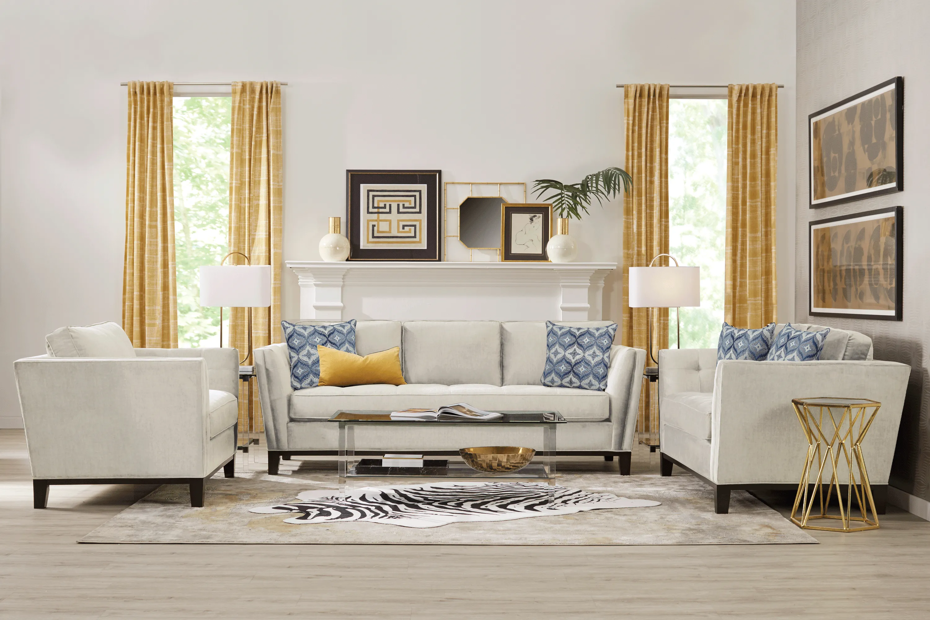 Cindy Crawford Home Central Boulevard Off-White Textured Loveseat - Thumbnail - Image 2